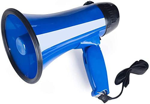 MyMealivos Portable Megaphone Bullhorn 20 Watt Power Megaphone Speaker Voice and Siren/Alarm Modes with Volume Control and Strap (Blue)…
