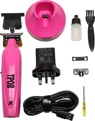 TPOB X Candy Digital Brushless 7200rpm Professional Hair Trimmer Hair Clippers for Men, Psycho Zero Gapped T-Blade Cordless Rechargeable Edgers Clippers (X Trimmer Pink)