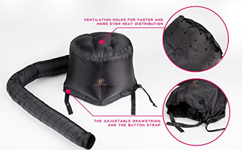 BEAUT'E SEOUL Bonnet Hair Dryer Attachment – Large Soft Hood for Handheld Blow Dryers, Deep Conditioning Cap for Natural Curly Hair, Quick Drying & Hair Treatment