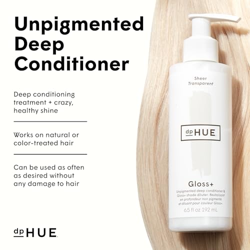 dpHUE Gloss+, Sheer - 6.5 oz (8-12 Applications) - Unpigmented Deep Conditioner & Shade Diluter - Paraben, SLS & SLES Sulfate Free - Vegan, Leaping Bunny Certified