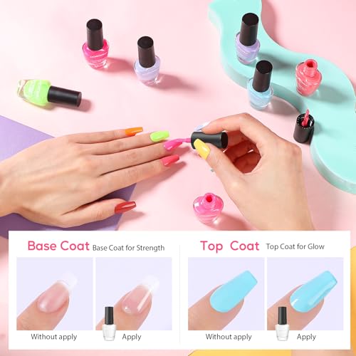 Morovan Nail Polish Set Fingernail: 48PC Air Quick Dry Nail Polish Kit with 2PC Base Top Coat Regular Nail Polish Pack Finger Nail Polish Bulk Gift for Women Girls