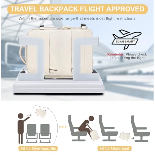 coofay Large Travel Backpack Carry on Flight Approved Mochila De Viaje Personal Item Backpack for Airlines Frontier Airlines Personal Item Bag Large Backpack for Travel Backpacks for Men Women Beige