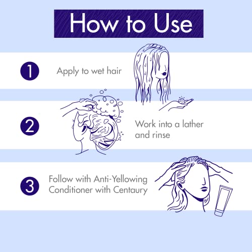 Klorane Shampoo with Centaury - Brightens Blonde, Platinum, Silver, Gray or White Hair - Neutralizes Unwanted Yellow, Brassy, and Copper Tones - Paraben, Silicone and Sulfate-Free - 13.5 fl. oz.