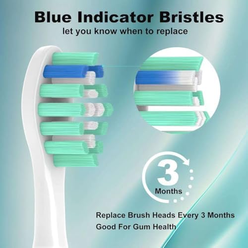 Replacement Heads Compatible with Philips Sonicare Toothbrush C1 C2 C3 A3 W3 G2 G3 4100 5100 6100 1100 2100 3100, Toothbrush Heads Brush Head, 12 White