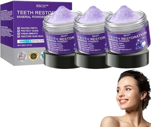 BBOJI Teeth Restoration Mineral Powder, Tooth Restoration Powder, Natural Teeth Restoration Powder-50g, Professional Oral Care, Protect Gums and Freshen Breat (3 Bottle)