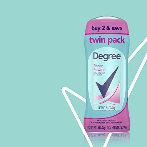 Degree Original Antiperspirant Deodorant 48-Hour Sweat And Odor Protection Sheer Powder Antiperspirant For Women 2.6 Ounce (Pack of 2)
