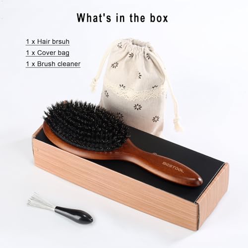 BESTOOL Hair Brush, Boar Bristle Hair Brushes for Women Men Kids, Boar Bristle Brush for Hair Smoothing, Everyday Brush Enhances Shine & Health