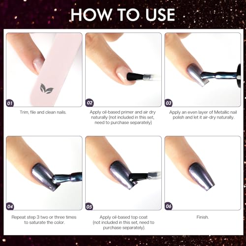 Morovan Fingernail Nail Polish Set: Holographic Metallic Lacquer Air Dry Nail Polish Regular Nail Pack 0.27oz Glitter Finger Nail Bulk Toenail Polish Kit Gift for Women