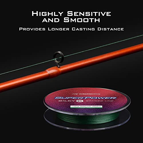 KastKing Superpower Silky8 Braided Fishing Line, Yellow, 8 Strand, 65LB, 150Yds