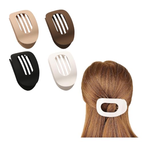 4Pcs Flat Hair Clips, Strong Hold French Flat Claw Clips for Women for Thick Thin Hair, Style Medium Classic Hair Barrettes (Set A)