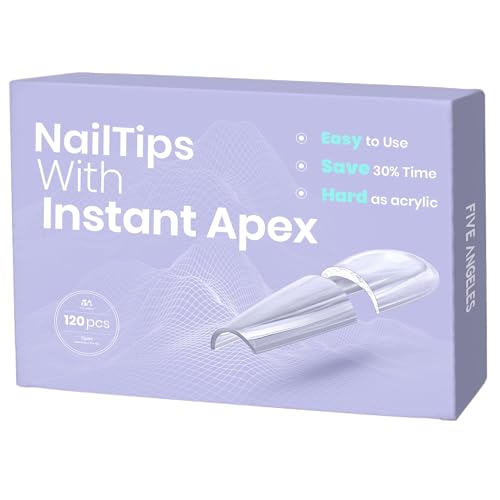Angeles Tipex Instant Apex Nail Tips: Long Coffin, Full Cover Gel, Thicker Acrylic, Strong Hard Clear Pre-etched Press-on Nails