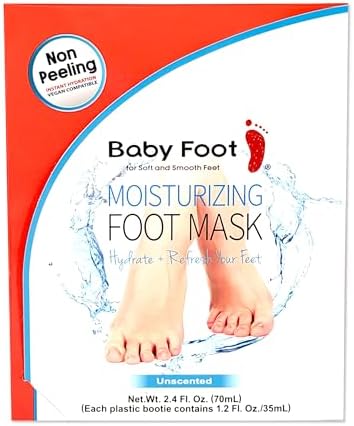 Baby Foot Unscented Non-Peel Moisturing Mask – Hydrate and Refesh in 15-Minute - No Pain Feet Treatment - For Men and Women - Smooth and rich moisturizer for Baby Soft Feet