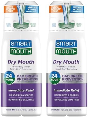 SmartMouth Activated Dry Mouth Mouthwash, Dry Mouth and Bad Breath Relief, Mint, 16 fl oz, 2 Pack