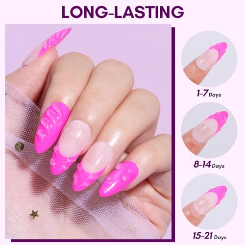 Makartt 3D Nail Foil Glue, 2Pcs 8ml Nails Transfer Gel Adhesive for Linear, Shell, Ripple Designs, UV LED Lamp Required