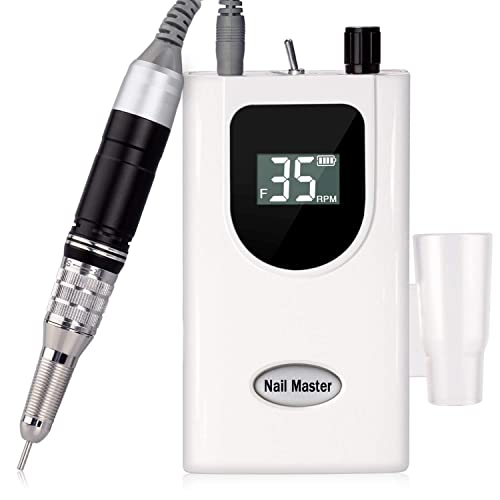 35000RPM Portable Nail Drill Machine, HoMove Professional Rechargeable Efile Nail Drill, Low Heat Electric Nail File for Acrylic Nail Natural Extension Poly Nail Gel