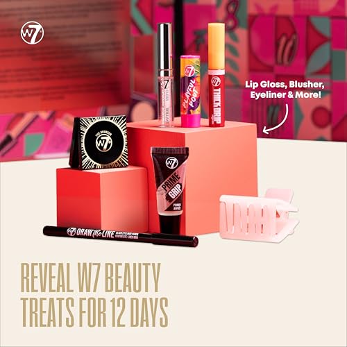 W7 12 Days of Beautiful Holiday Advent Calendar 2024-12 Individually Boxed Makeup & Cosmetic Surprises - Cruelty Free, Christmas Stocking Filler