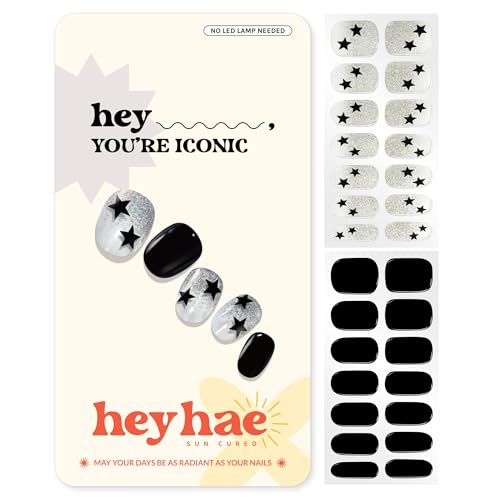 Semi Cured Gel Nail Strips | No LED Lamp Needed | Spring, Marble, Pink | Easy Apply & Remove, Salon Quality | Includes 28 Strips, 1 Prep Pads, Nail File & Wooden stick - Hey, You're Iconic