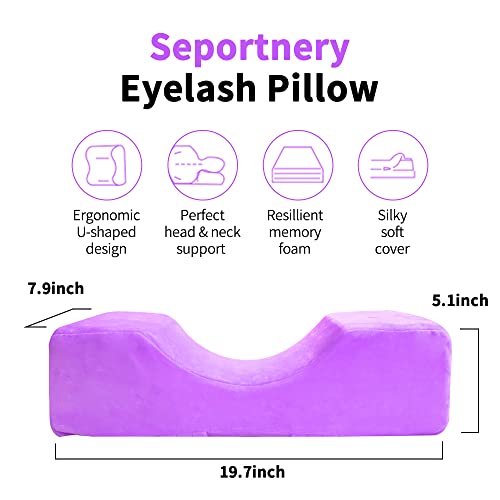 Beauty Salon Eyelash Extension Neck Pillow - Comfortable Velvet Beauty Memory Foam Pillow,to Protect The Neck When Used for Lash Extension Grafting Make Up (Purple)