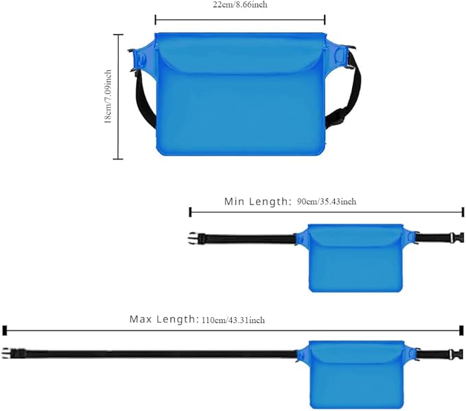 2-Pack Waterproof Bag with Adjustable Waistband and Touch Sensitive Screen, Keeping Your Phone and Valuables Dry, Perfect for Drifting, Swimming, Kayaking, Rowing, Fishing… (Green+Bule)