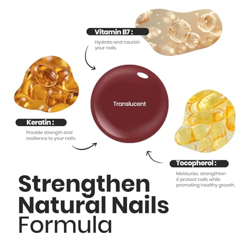 Beetles Jelly Nail Polish Set, 6 Colors Sheer Pink Nail Polish Long Lasting & Quick Dry Clear Jelly for Women, Pink Nail Strengthener Polish for Salon DIY Manicure Set