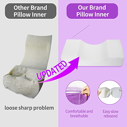 Beauty Salon Eyelash Extension Neck Pillow - Comfortable Velvet Beauty Memory Foam Pillow,to Protect The Neck When Used for Lash Extension Grafting Make Up (Purple)