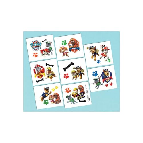 Assorted Paw Patrol Temporary Tattoos - 2" x 1.75" (Pack Of 8) - Perfect Party Favors & Gifts For Kids