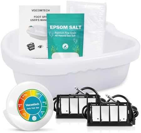 Ionic Foot Bath Detox Machine, Feet Detox Machine for Home Use Salon, an Ionic Foot Spa at Home with 2 Super Duty Arrays,Epsom Salt, 10 Basin Liners (Colorful)