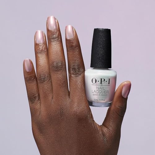 OPI Nail Lacquer Nail Polish | Opaque Light White & Gray Shimmer Chip Resistant Nail Polish | Vegan, Fast Drying, Streak Free