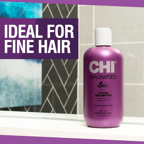 CHI Magnified Volume Shampoo, Boosts Volume & Body & Builds Strength & Shine, Great For Fine Hair, Sulfate, Paraben, & Cruelty-Free, 12 Oz