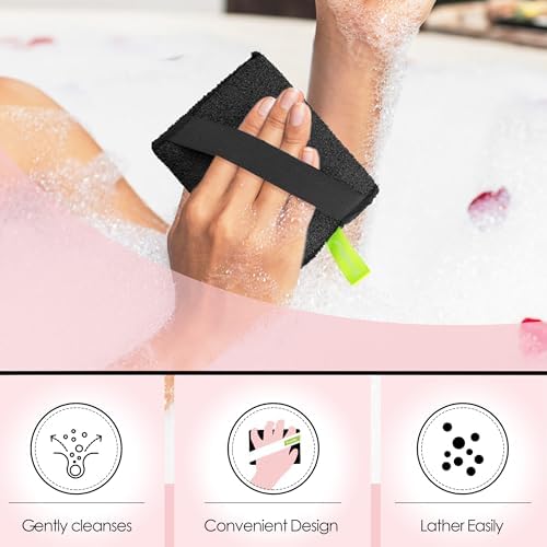 Evridwear Exfoliating Bath Sponge, Daily Skincare Body Scrubbers Loofah Shower Pads with Strap for Body Cleansing, Dead Skin Cell Remover, 3 Count Value Pack(Classical)