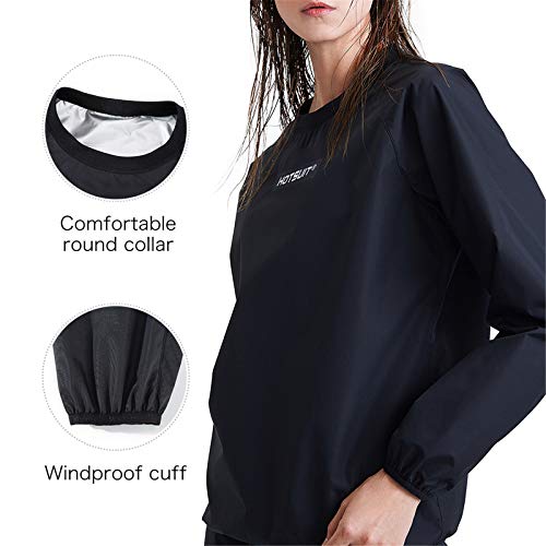 HOTSUIT Sauna Jackets Women Workout Sauna Shirts Anti Rip Gym Sweat Suit, Black, S