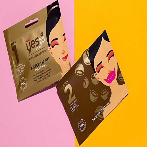 Yes To Coconut 2-Step Single Use Lip Kit Pucker Up Lip Scrub & Mask - Exfoliates, Hydrates & Scrubs Lips For A Perfect Pout