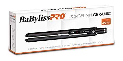 BaBylissPRO Porcelain Flat Iron Hair Straightener, Hair Straightener Iron for Professional Salon Results and All Hair Types