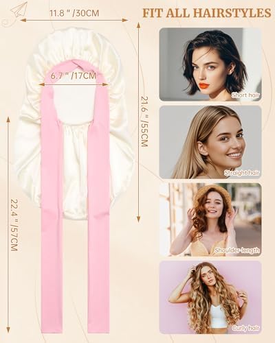 AWAYTR Silk Bonnet for Long Hair - 100% Mulberry Silk Bonnet for Sleeping Women or Kids with Adjustable Elastic Band