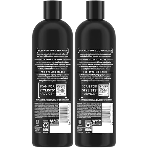 TRESemmé Shampoo and Conditioner Set, Rich Moisture with Hyaluronic Acid – Vitamin-Enriched Hair Products for Dry Hair, Curly, All Hair Types, 16.5 Oz Ea