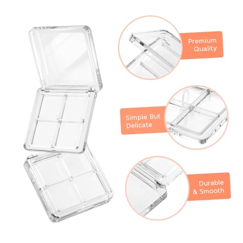 Beaupretty 4 Pieces Empty Eyeshadow Pallet 4 Grids Eye Shadow Lipstick Storage Case Box Clear Makeup DIY Cosmetic Organizer Container