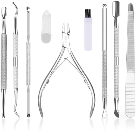 8 Piece Professional Cuticle Nippers Kit, Cuticle Trimmer with Cuticle Pusher & Other Durable Nail Care Manicure Kit for Women, Premium Stainless Steel & Ergonomic Design, Travel & Gift