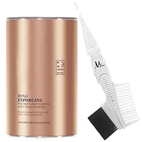 BlondeMe Bleach Powder 9+ Premium Hair Lightener 450 grams and M Hair Designs Tint Brush Comb (Bundle)
