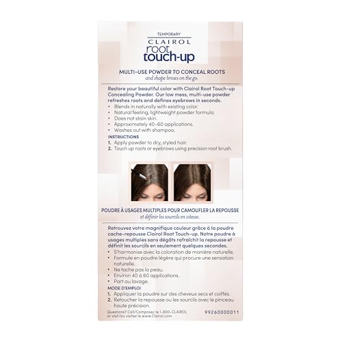 Clairol Root Touch-Up Temporary Concealing Powder, Dark Brown Hair Color, Pack of 3