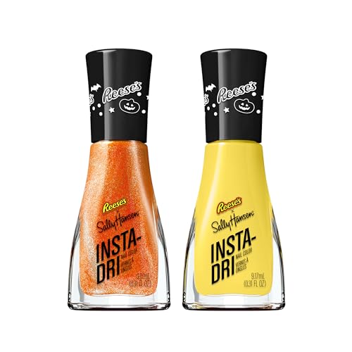 Sally Hansen Insta-Dri, REESE'S Candy & REESE'S Rep Duo, Nail Polish Quick Dry, One-Coat Application, Doesn't Chip, Long-Lasting, Perfect for on the Go, 0.6oz