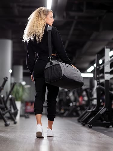 Fitgriff® Gym Bag V1 for Men & Women with Shoe & Wet Compartment - Duffle Bag for Travel, Sports, Fitness & Workout (Grey, 19 x 10 x 10″ (Small))