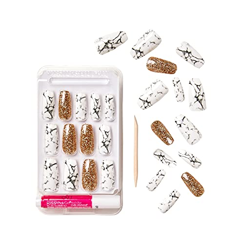 Gold Finger Full Cover Nails Gel Glam Ready to Wear Gel Manicure Long Nails