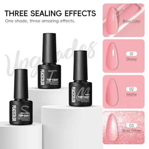 Peacecolor 39pc Gel Nail Polish Kit with U V Light, Pink Brown Nude Dark Red 22 Colors Pastel Gel Polish Kit with Base Top Coat Matte Glossy French Nail Art for Beginners Manicure DIY