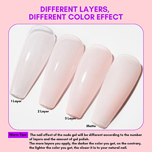 Makartt Gel Nail Polish Set, 6PCS 8ml Natural Nude Jelly Pink Milky White Soak Off UV/LED Gel for DIY Manicure & Nail Art Designs, Home & Salon Use