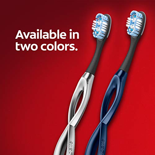 Colgate Keep Soft Manual Toothbrush for Adults with 2 Whitening Brush Heads, Navy