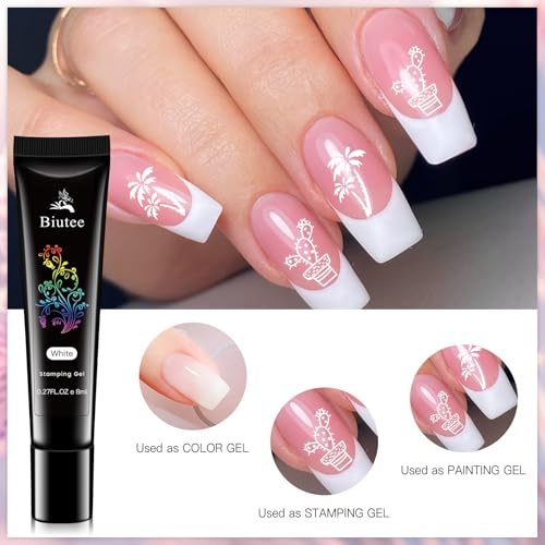 Biutee Nail Stamper Kit Nail Art Stamping Plate Set 8 Stamping Nail Polish Gel 12 Stamp Plate Jelly Silicone Stamper Flower Animal Lace Girl Star Rose Love Template Tool Supplies Holiday Design