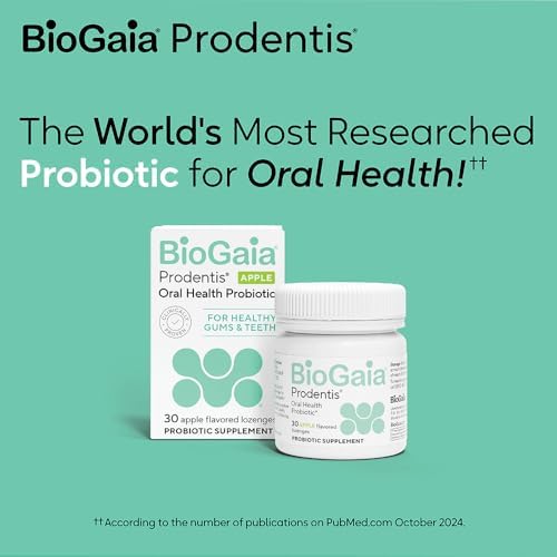 BioGaia Prodentis | Dental Probiotic Lozenges | Promotes Healthy Gums & Teeth | Defends Against Dental Problems | Replenishes Oral Microbiome | Improves Oral Health | Apple Flavor | 30 Day Supply