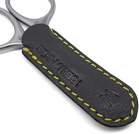 GERMANIKURE Nail and Cuticle Scissors - FINOX Stainless Steel Professional nail scissors for nail tips - nail scissors curved Manicure Tools in Leather Case - Ethically Made in Solingen Germany - 4702