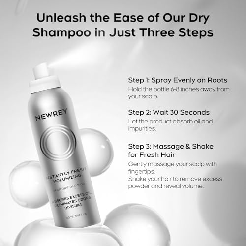 Dry Shampoo Spray for Women & Men - Freshens hair, Residue-Free, Volumizing Formula with Rice Starch - Absorbs Oil, Eliminates Odors - 5.07 oz