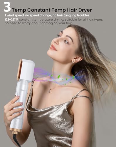 6 in 1 Hair Dryer Brush，Blow Dryer Brush Ionic Hair Dryer，Multi Hair Styler for Fast Drying Styling Curling Straightening Volumizing，Hair Curler Hair Straightener Styler Autowrap Air Styler